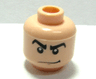Minifigure, Head Male Angry Black Eyebrows, White Pupils, Smirk Pattern (SR Gray Ghost)