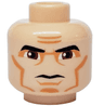 Minifigure, Head Black Thick Eyebrows, Large Reddish Brown Eyes, Nougat Eye Shadow, Cheek Lines and Chin Dimple, Furrowed Brow, Stern Pattern