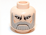 Minifigure, Head Light Bluish Gray Thick Eyebrows, Moustache and Full Beard, White Around Eyes, Small Cheek Lines, Stern Frown Pattern