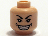 Minifigure, Head Male Arched Eyebrows, White Pupils, Wide Grin with Dimples Pattern