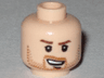 Minifigure, Head Male Reddish Brown Eyebrows, Medium Nougat Beard Stubble, Chin Dimple, and Open Mouth Lopsided Grin Pattern