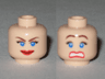 Minifigure, Head Dual Sided Female Blue Eyes, Scared / Smile Closed Mouth Pattern