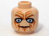 Minifigure, Head Male Blue Eyes, Deep Brown Wrinkles Pattern