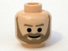 Minifigure, Head Beard with Dark Tan Trim Beard (angular below mouth) and Eyebrows, Black Eyes and Smile Pattern (Crix Madine)