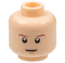 Minifigure, Head Reddish Brown Thin Eyebrows, White Glints,Medium Nougat Chin Dimple, Slight Grin Pattern