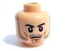 Minifigure, Head Beard Stubble, Black Eyebrows, White Pupils, Frown Pattern