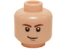 Minifigure, Head Reddish Brown Eyebrows, Dark Orange Chin Dimple, Lopsided Grin Pattern