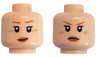 Minifigure, Head Dual Sided Female with Thin Dark Orange Eyebrows, Medium Nougat Freckles, Dark Nougat Lips, Smile / Frown Pattern