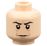 Minifigure, Head Black Eyebrows, Upper Eyelids, Medium Nougat Jowl Lines, Chin Dimple and Wrinkles, Furrowed Brow, Stern Pattern