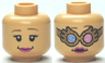 Minifigure, Head Dual Sided Female, Dark Pink Lips, Spectrespecs / No Spectrespecs Pattern (HP Luna)