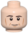 Minifigure, Head Dark Brown Eyebrows, Medium Nougat Cheek Lines, Dimples and Chin Dimple, Neutral Pattern