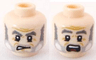 Minifigure, Head Dual Sided PotC Gibbs Gray Beard and Eyebrows, Crow's Feet, Angry / Scared Pattern