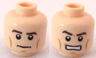 Minifigure, Head Dual Sided PotC Philip Dark Brown Thick Eyebrows, Medium Nougat Cheek Lines, Neutral / Angry Bared Teeth Pattern