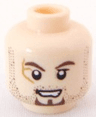 Minifigure, Head PotC Scrum Brown Stubble and Goatee, Scar on Right Eye Pattern