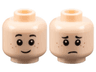 Minifigure, Head Dual Sided Child Black Eyebrows, Reddish Brown Freckles, Grin / Sad Frown Pattern