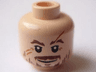 Minifigure, Head Reddish Brown Bushy Eyebrows, Moustache, Soul Patch, Goatee and Beard Hairs, Upper Eyelids, Dark Orange Scars, Grin Pattern