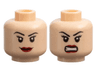 Minifigure, Head Dual Sided Female Black Eyebrows, Eyelashes, Dark Red Lips, Grin / Angry Bared Teeth Pattern
