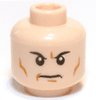Minifigure, Head Black Eyebrows, Medium Nougat Cheek Lines, Chin Dimple and Wrinkles, Stern Pattern