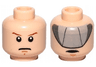 Minifigure, Head Dual Sided Medium Nougat Chin Dimple, Stern Frown and Reddish Brown Eyebrows / Open Mouth and Light Bluish Gray Visor Pattern