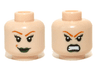 Minifigure, Head Dual Sided Female Green Lips and Orange Eyebrows, Smile / Bared Teeth Pattern