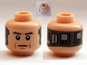 Minifigure, Head Alien with SW Black Eyebrows, Eyes with Pupils, Frown, Implant on Back Pattern (Lobot)