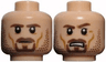 Minifigure, Head Dual Sided LotR Aragorn Brown Beard and Stubble Stern / Frown with Teeth Pattern