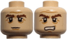 Minifigure, Head Dual Sided LotR Gimli Bushy Brown Eyebrows, Stern / Grimacing Pattern