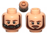 Minifigure, Head Dual Sided Beard, Brown Eyebrows, Moustache, White Pupils / Breathing Apparatus Pattern (SW Qui-Gon)