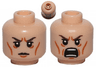 Minifigure, Head Dual Sided Dark Brown Eyebrows, Medium Nougat Cheek Lines, Angry / Open Scowl Pattern