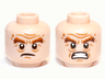Minifigure, Head Dual Sided LotR Bushy Brown Eyebrows, Wrinkles, Scowling / Battle Rage Pattern (Gloin)