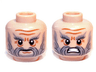 Minifigure, Head Dual Sided LotR Beard Gray Full, Bushy Eyebrows and Wrinkles, Calm / Battle Rage Pattern (Dori)