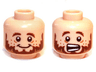 Minifigure, Head Dual Sided LotR Brown Beard and Freckles, Smile / Scared Pattern (Ori)