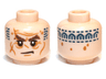 Minifigure, Head LotR Bushy Brown Eyebrows, Dark Orange Cheek Lines, Spots, and Wrinkles, Dark Blue Tattoo on Back Pattern (Dwalin)