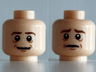 Minifigure, Head Dual Sided Reddish Brown Eyebrows, Medium Nougat Chin Dimple, Dimples and Wrinkles, Slight Grin / Worried Pattern