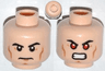 Minifigure, Head Dual Sided Black Eyebrows, Cheek Lines, Chin Dimple, Determined / Bared Teeth with Red Eyes Pattern (Superman)