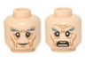 Minifigure, Head Dual Sided LotR Gandalf Thick Gray Eyebrows, Smile / Angry Pattern