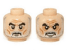 Minifigure, Head Dual Sided LotR Saruman Thick Black Eyebrows, Gray and White Beard, Frown / Angry Pattern