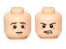 Minifigure, Head Dual Sided LotR Frodo Brown Eyebrows Worried / Angry Pattern