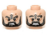Minifigure, Head Dual Sided LotR Beard, Tattoo and Eyebrow Ring Angry / Surprised Pattern