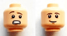 Minifigure, Head Dual Sided Reddish Brown Eyebrows, Medium Nougat Chin Dimple, Scared with Clenched Teeth / Lopsided Grin Pattern