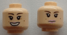 Minifigure, Head Dual Sided Female Brown Eyebrows, Beauty Marks, Pink Lips, Closed Mouth / Open Mouth Pattern