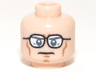 Minifigure, Head Glasses with Black Frames, White Lenses and Cheek Lines Pattern (Clark Kent)