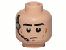 Minifigure, Head Black Eyebrows, Dark Orange Cheek Lines and Chin Dimple, Headset with Microphone, Neutral Pattern