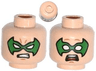 Minifigure, Head Dual Sided Green Eye Mask with Eye Holes, Determined / Scared Pattern (Robin)
