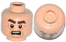 Minifigure, Head Male Brown Thick Eyebrows, Lines under Eyes, Cheek Lines and Open Mouth with Teeth Pattern (Victor)