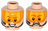 Minifigure, Head Dual Sided Orange Visor, Brown Eyebrows, Chin Strap, Headset, Smile / Scared Pattern