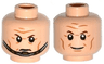 Minifigure, Head Dual Sided Brown Eyebrows, Cheek Lines, Forehead Lines, Smile / Determined, Chin Strap Pattern