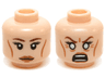 Minifigure, Head Dual Sided Female LotR Galadriel Eyelashes, Medium Nougat Lips, Neutral / Angry, White Eyes Pattern