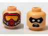 Minifigure, Head Dual Sided Red Scuba Mask Orange Goggles / Black Eye Mask, Open Mouth Pattern