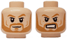 Minifigure, Head Dual Sided Medium Nougat Eyebrows and Beard, Smirk / Angry with Bared Teeth Pattern